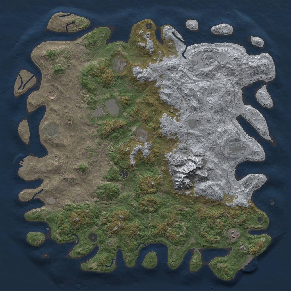 Rust Map: Procedural Map, Size: 5000, Seed: 1365, 18 Monuments