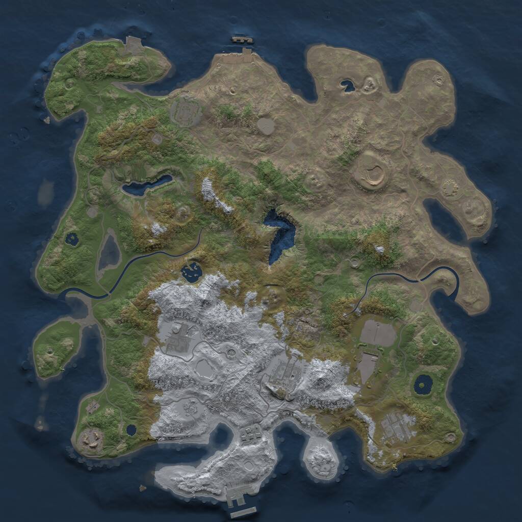 Rust Map: Procedural Map, Size: 4000, Seed: 1294136866, 15 Monuments