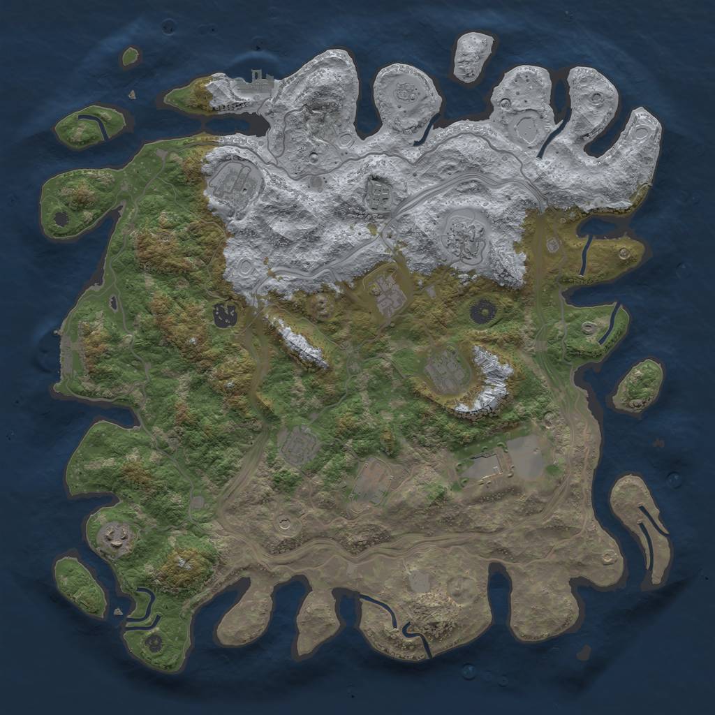 Rust Map: Procedural Map, Size: 4250, Seed: 34181581, 17 Monuments