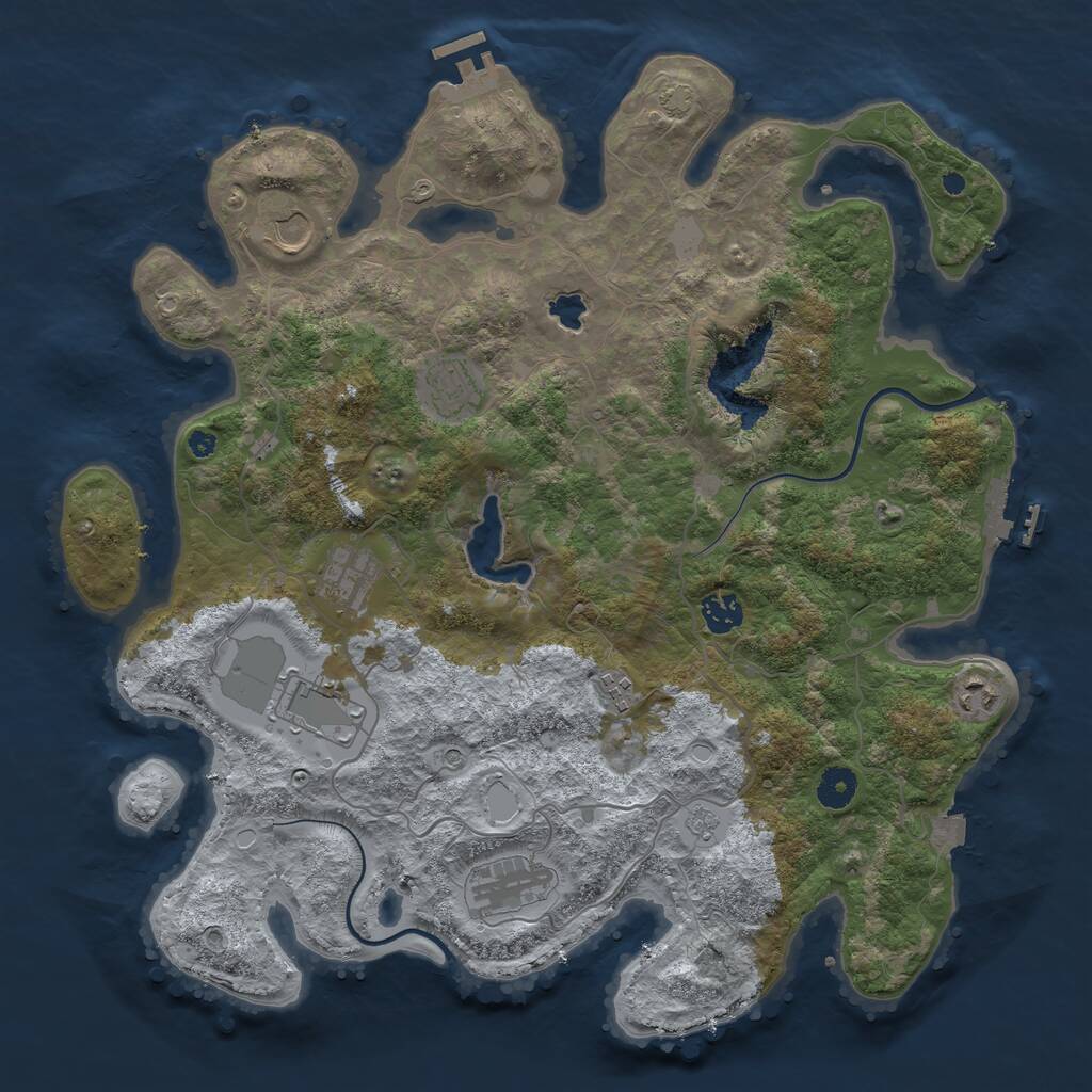 Rust Map: Procedural Map, Size: 4000, Seed: 6132, 14 Monuments