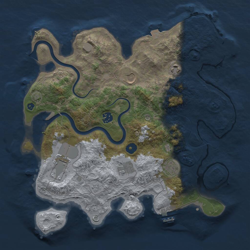 Rust Map: Procedural Map, Size: 3500, Seed: 1145645, 12 Monuments