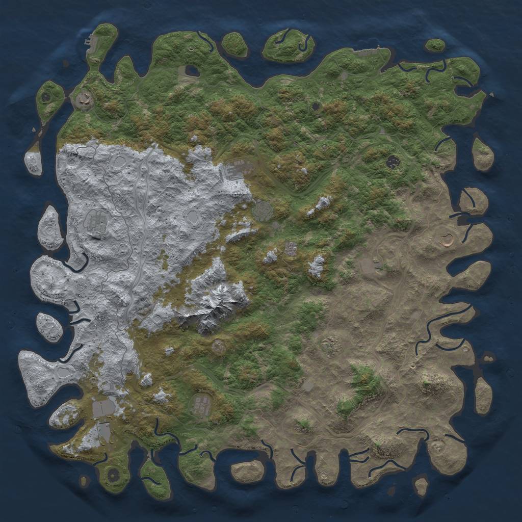 Rust Map: Procedural Map, Size: 6000, Seed: 3479355, 18 Monuments