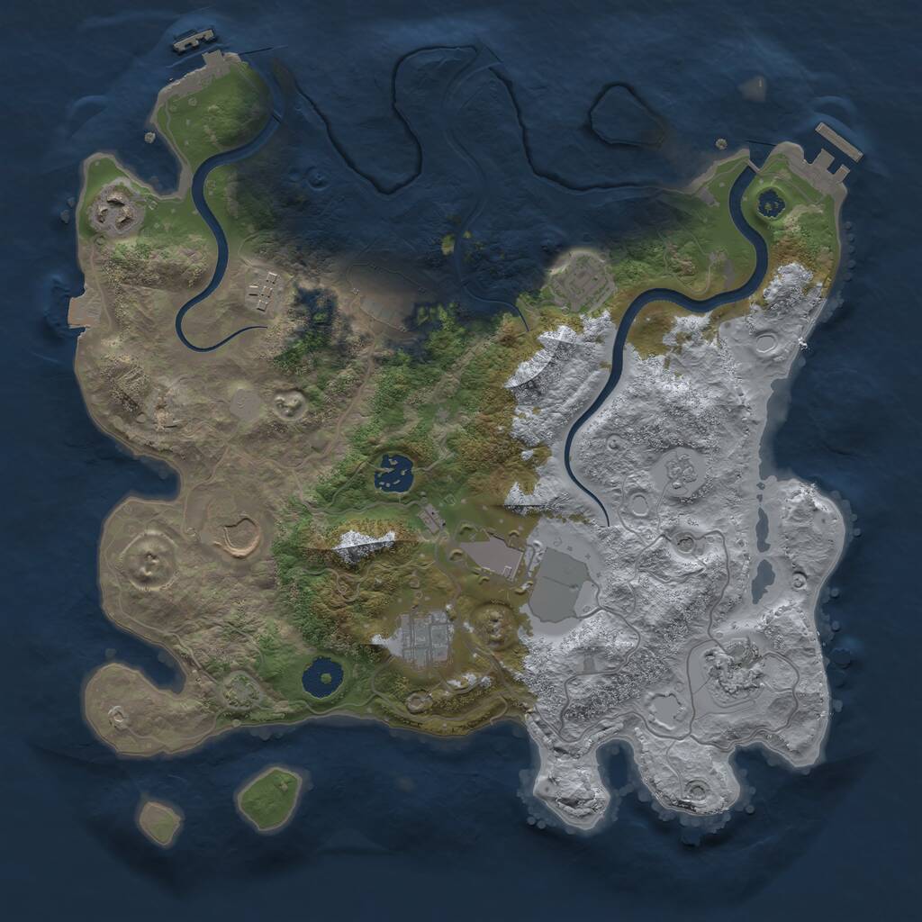 Rust Map: Procedural Map, Size: 3500, Seed: 16970, 15 Monuments