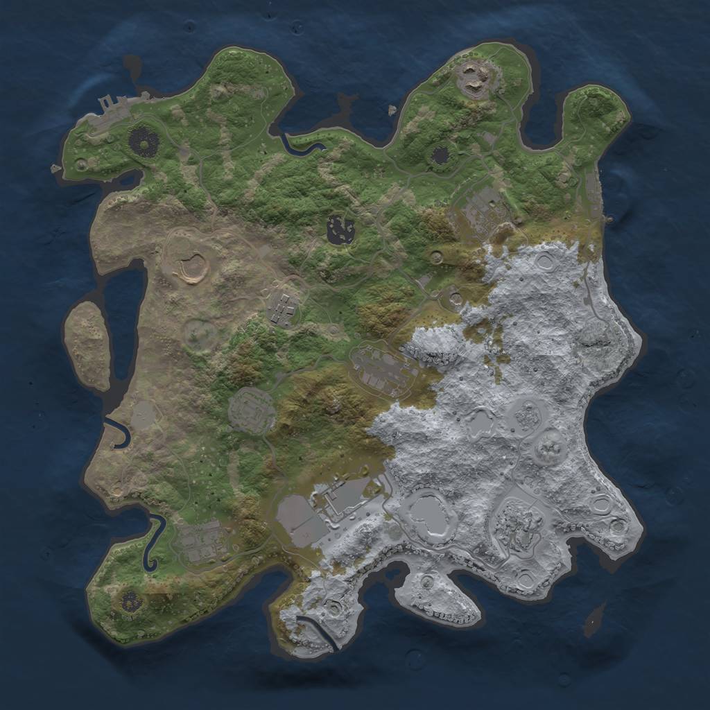 Rust Map: Procedural Map, Size: 3500, Seed: 1787497615, 17 Monuments