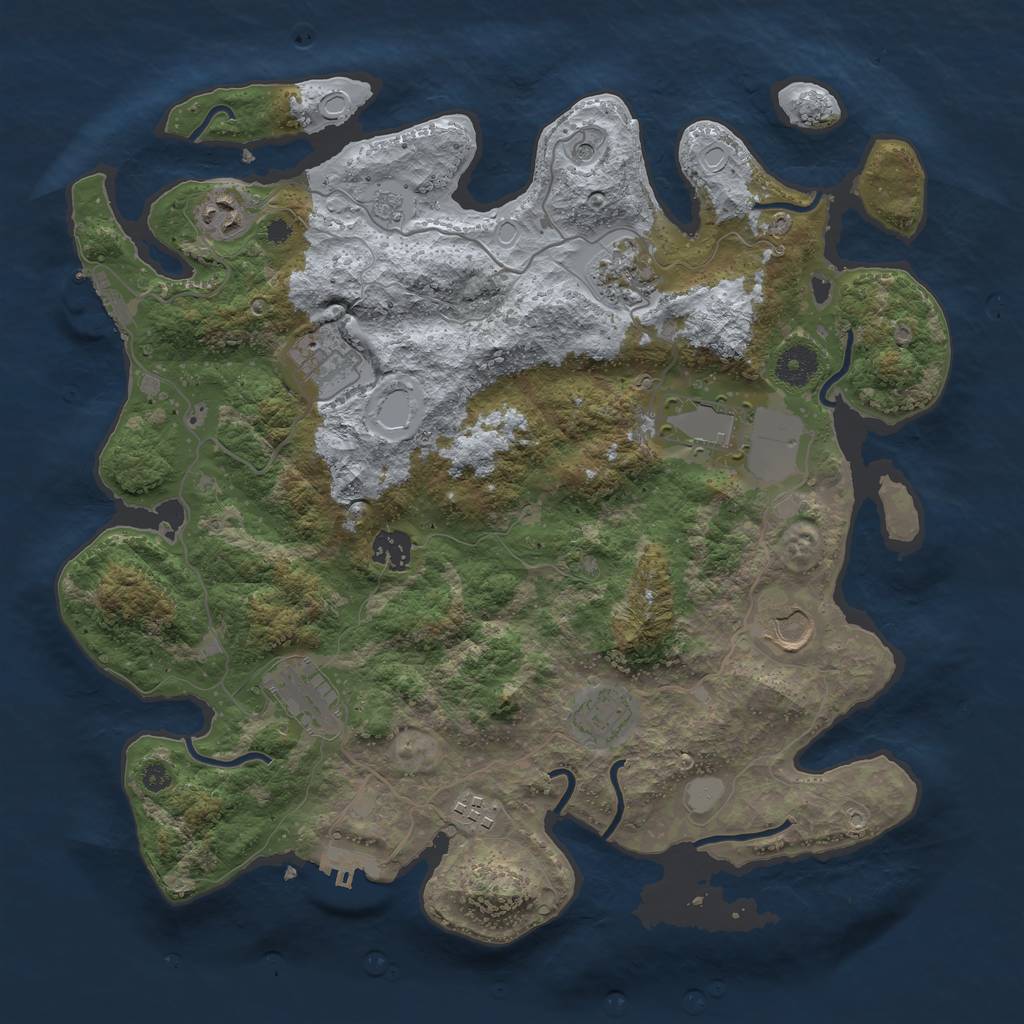 Rust Map: Procedural Map, Size: 3750, Seed: 865456670, 16 Monuments