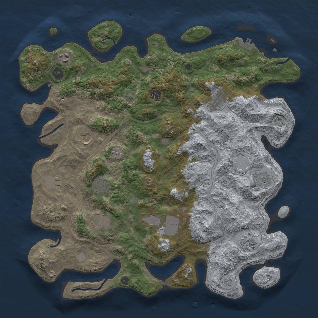 Rust Map: Procedural Map, Size: 4250, Seed: 2018712493, 17 Monuments