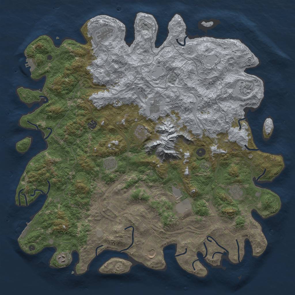 Rust Map: Procedural Map, Size: 5000, Seed: 351287915, 18 Monuments
