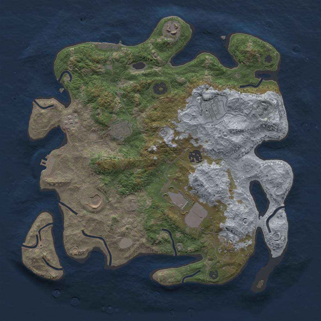 Rust Map: Procedural Map, Size: 3500, Seed: 662883757, 15 Monuments