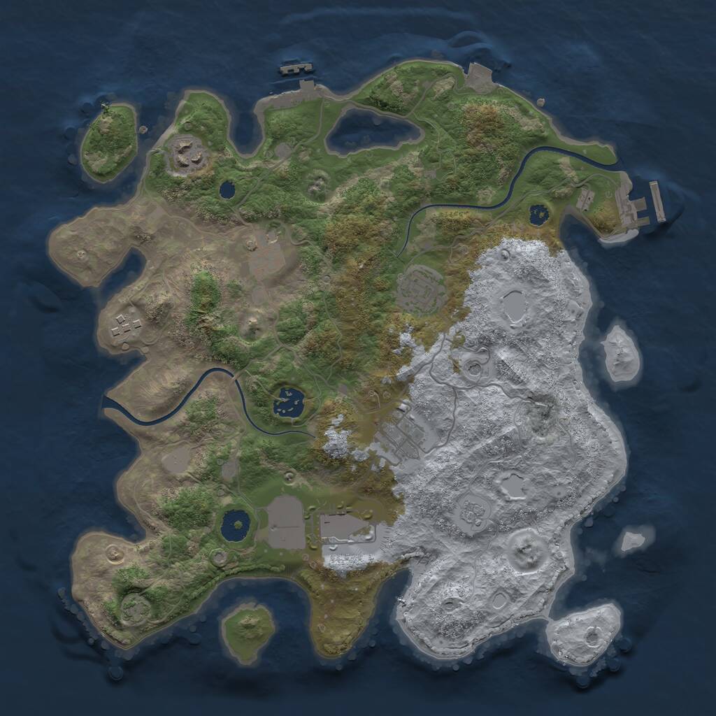 Rust Map: Procedural Map, Size: 3500, Seed: 1628209855, 13 Monuments
