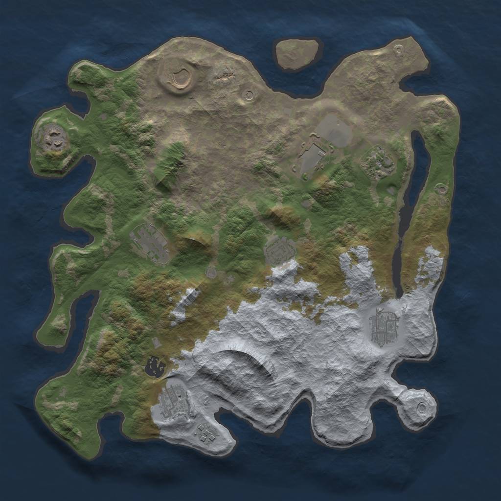 Rust Map: Barren, Size: 3700, Seed: 825915328, 13 Monuments