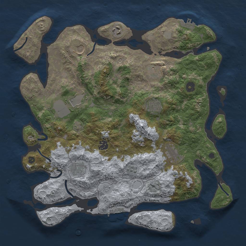 Rust Map: Procedural Map, Size: 3700, Seed: 115769408, 16 Monuments