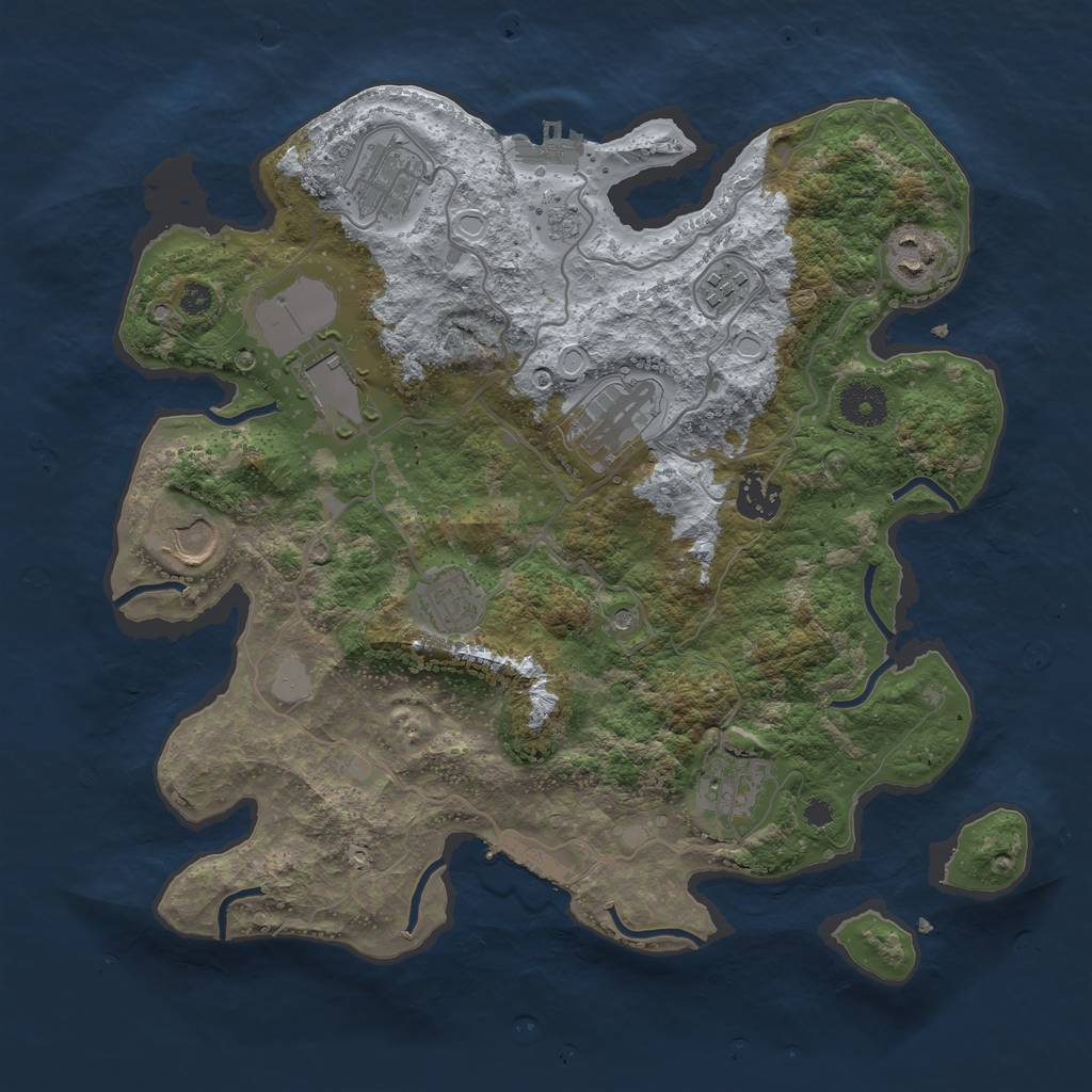 Rust Map: Procedural Map, Size: 3500, Seed: 6550, 16 Monuments
