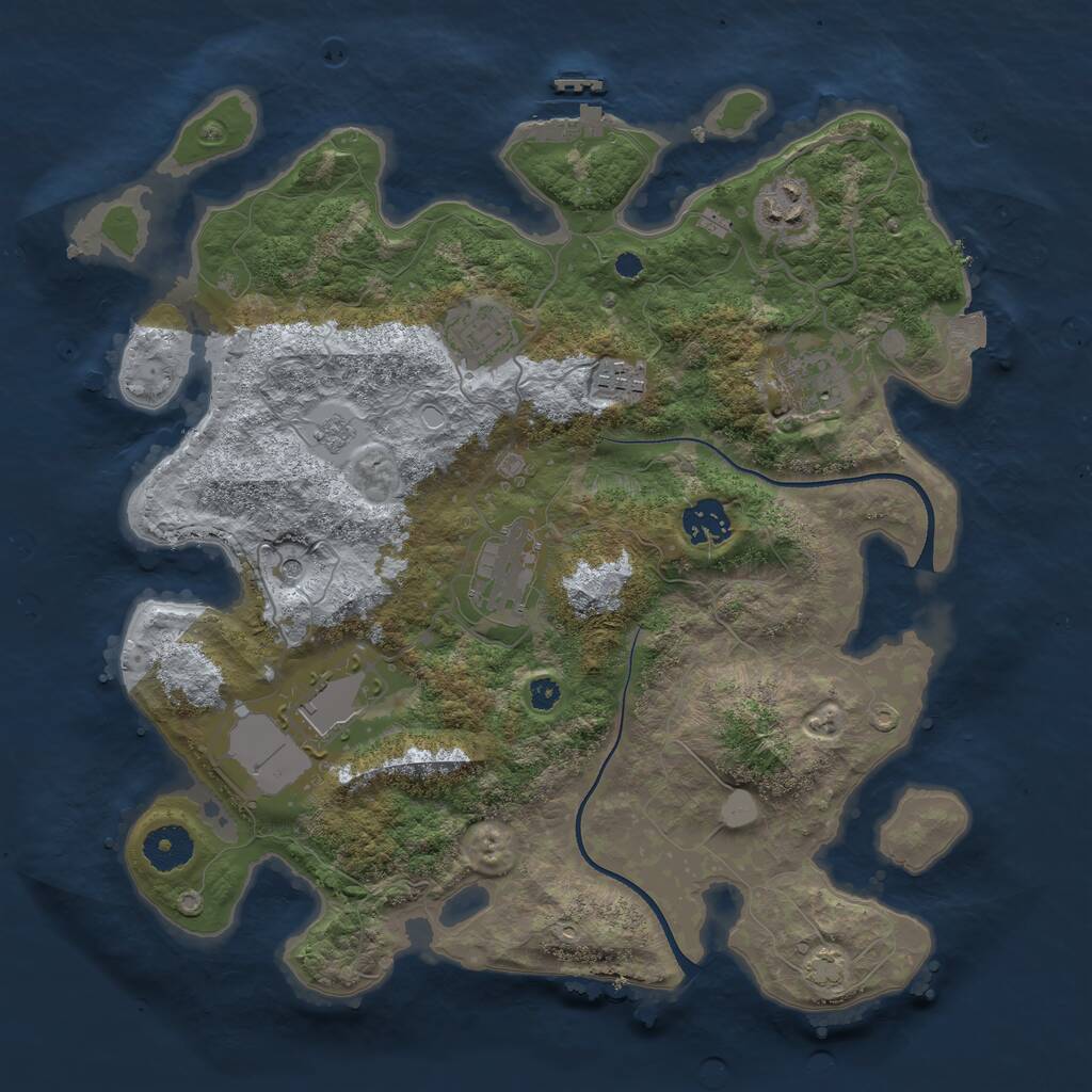 Rust Map: Procedural Map, Size: 3500, Seed: 20230310, 12 Monuments