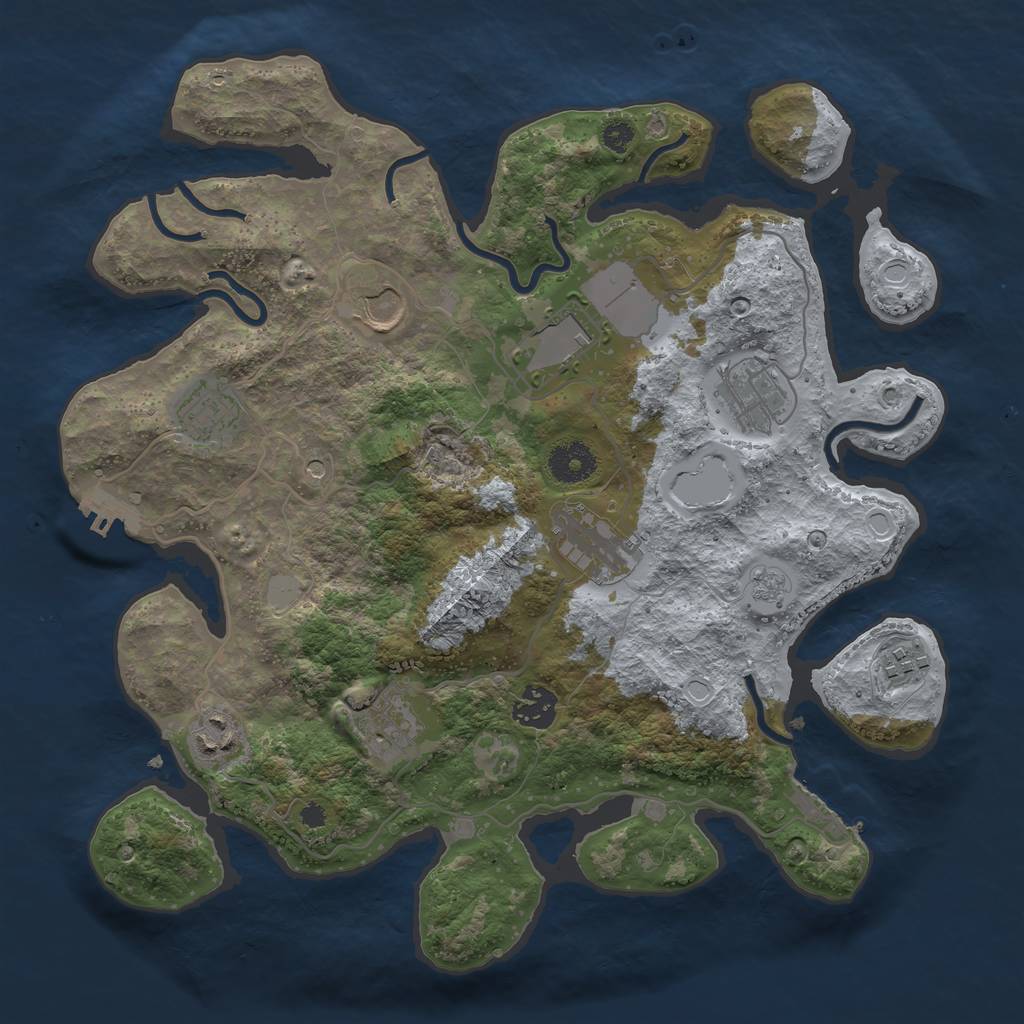 Rust Map: Procedural Map, Size: 3500, Seed: 494162186, 16 Monuments