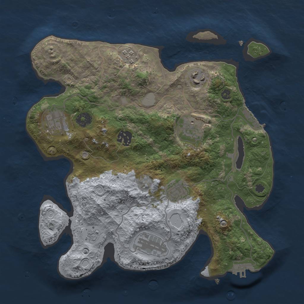 Rust Map: Procedural Map, Size: 3000, Seed: 93793318, 13 Monuments