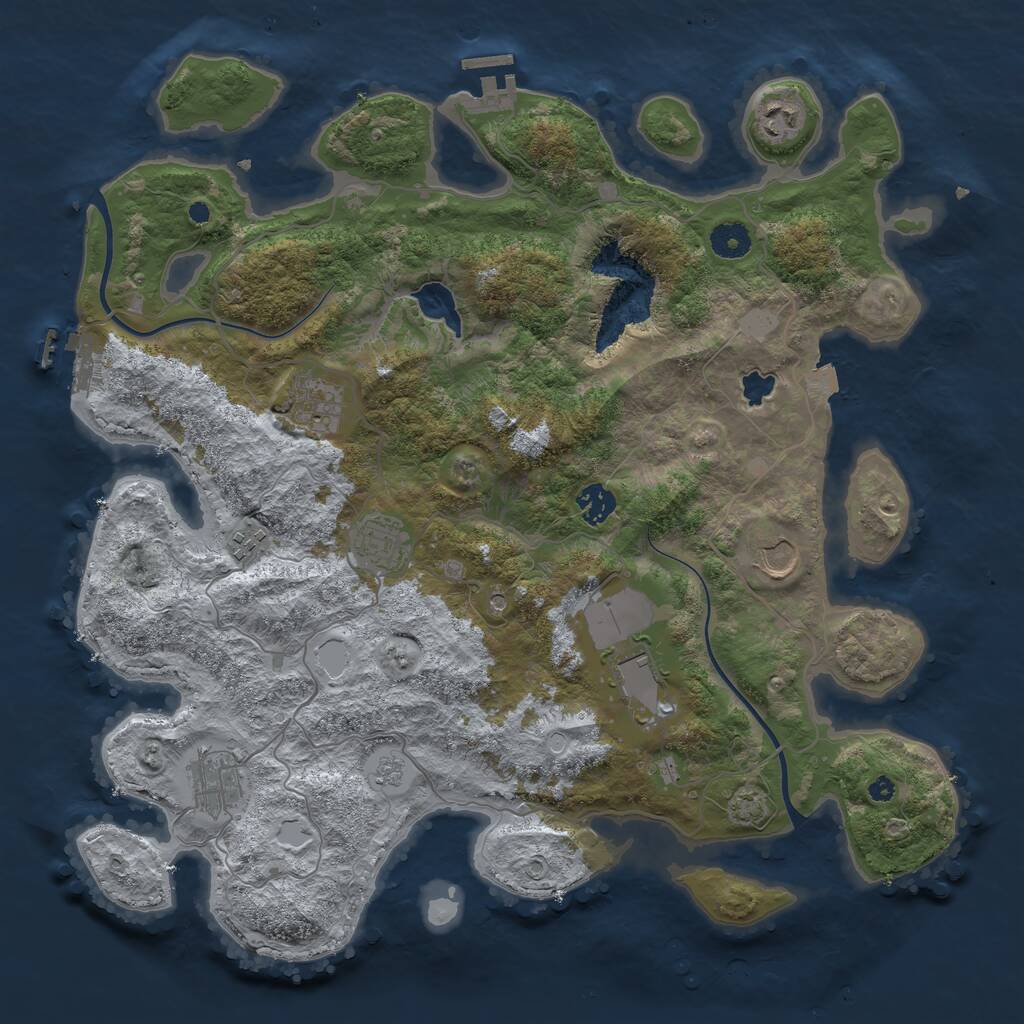 Rust Map: Procedural Map, Size: 4000, Seed: 73457, 14 Monuments