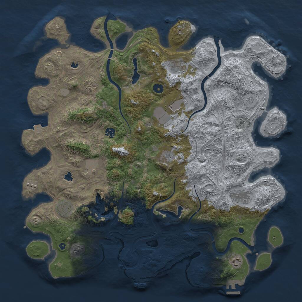 Rust Map: Procedural Map, Size: 4500, Seed: 12565, 16 Monuments