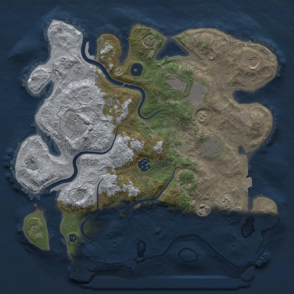 Rust Map: Procedural Map, Size: 3500, Seed: 880139445, 12 Monuments