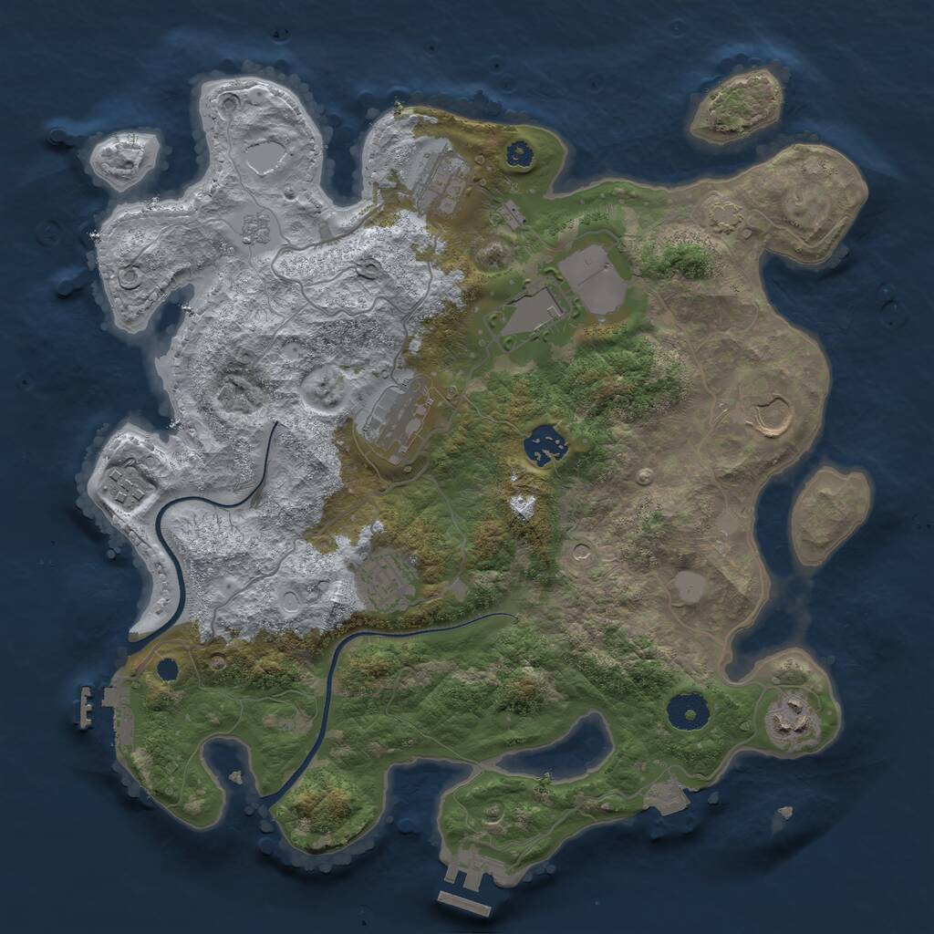 Rust Map: Procedural Map, Size: 3500, Seed: 9324005, 14 Monuments