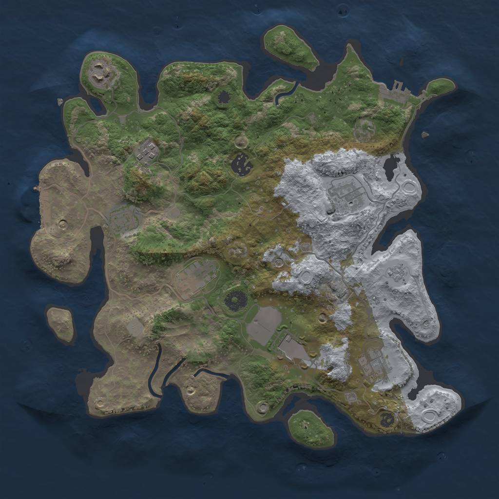 Rust Map: Procedural Map, Size: 3500, Seed: 349360918, 15 Monuments