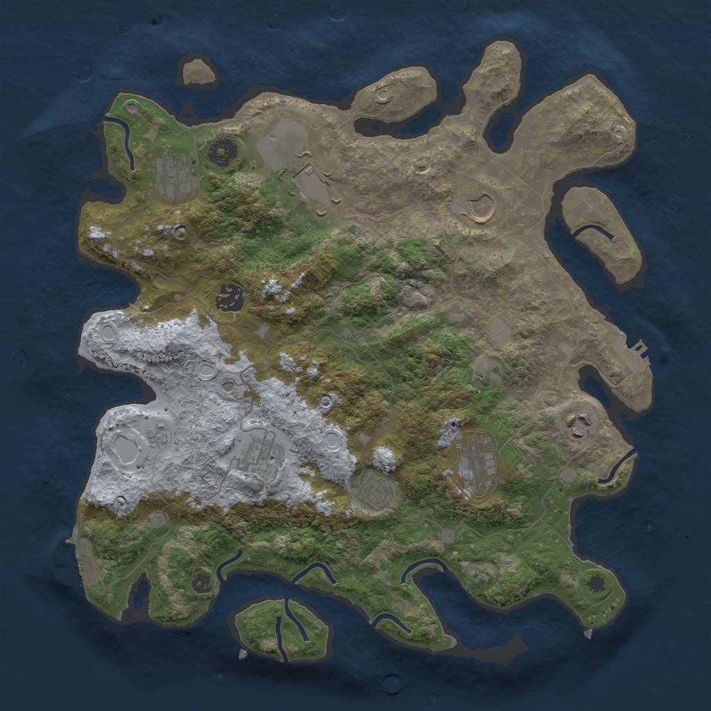 Rust Map: Procedural Map, Size: 3700, Seed: 848165395, 15 Monuments