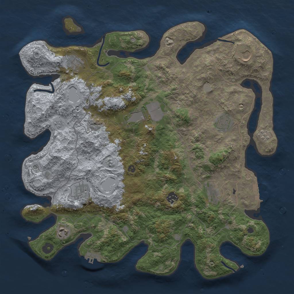 Rust Map: Procedural Map, Size: 4000, Seed: 2050369709, 16 Monuments