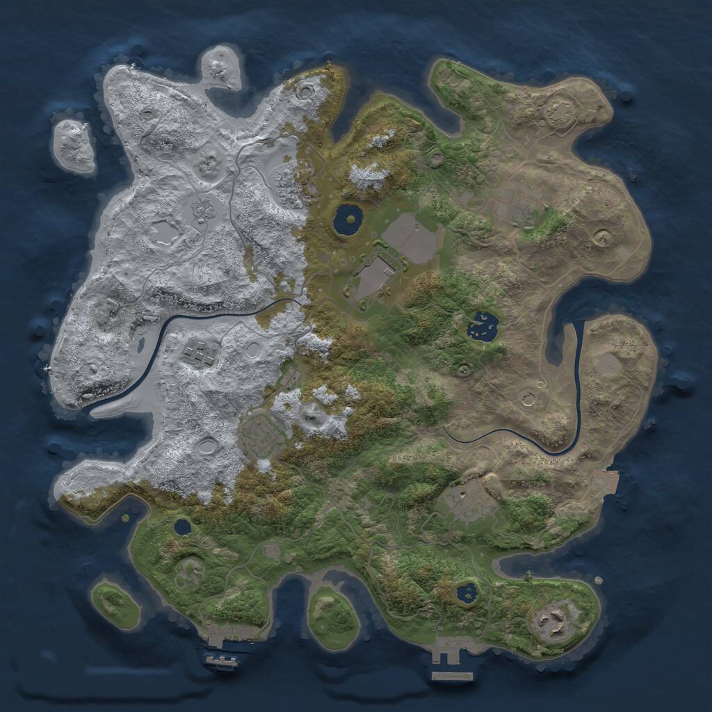 Rust Map: Procedural Map, Size: 3500, Seed: 158947, 14 Monuments