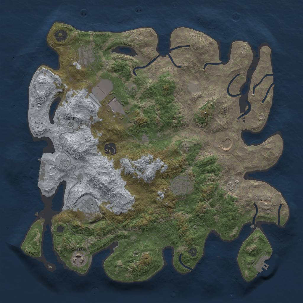 Rust Map: Procedural Map, Size: 3650, Seed: 70045536, 15 Monuments