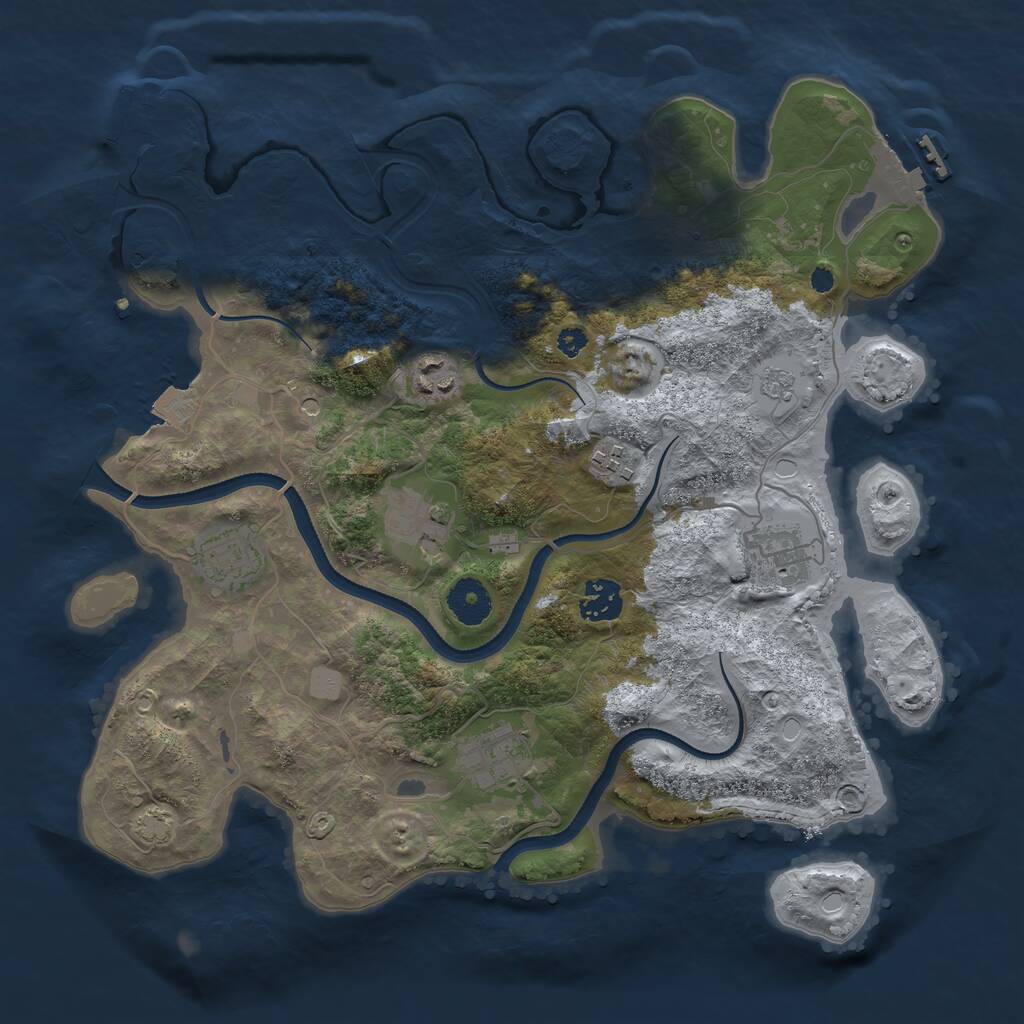 Rust Map: Procedural Map, Size: 3500, Seed: 44072074, 13 Monuments