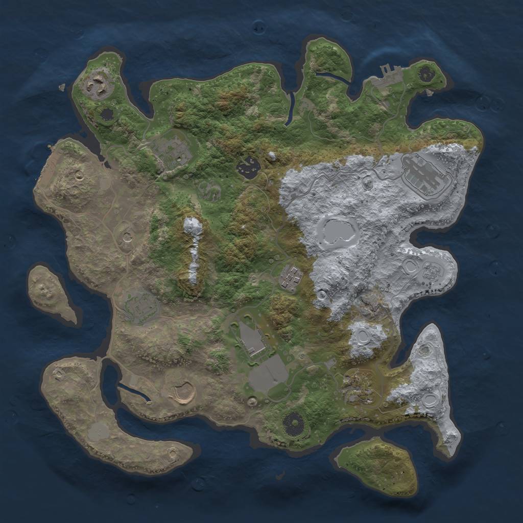 Rust Map: Procedural Map, Size: 3500, Seed: 301517326, 16 Monuments