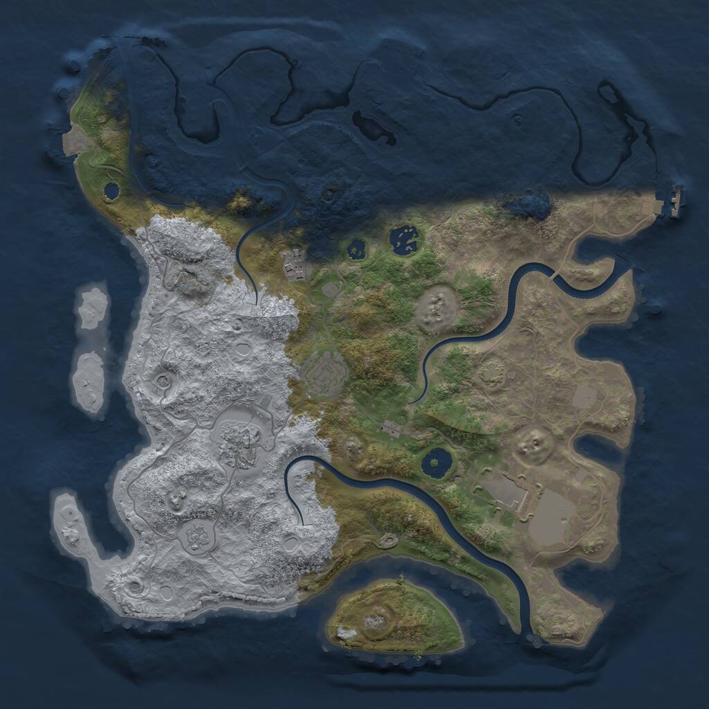 Rust Map: Procedural Map, Size: 3600, Seed: 20703, 11 Monuments