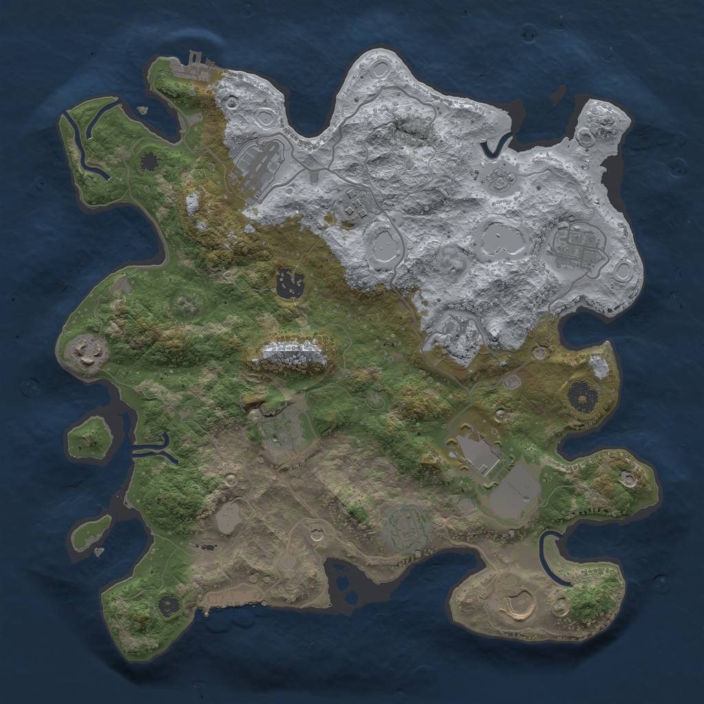 Rust Map: Procedural Map, Size: 3500, Seed: 133817579, 17 Monuments