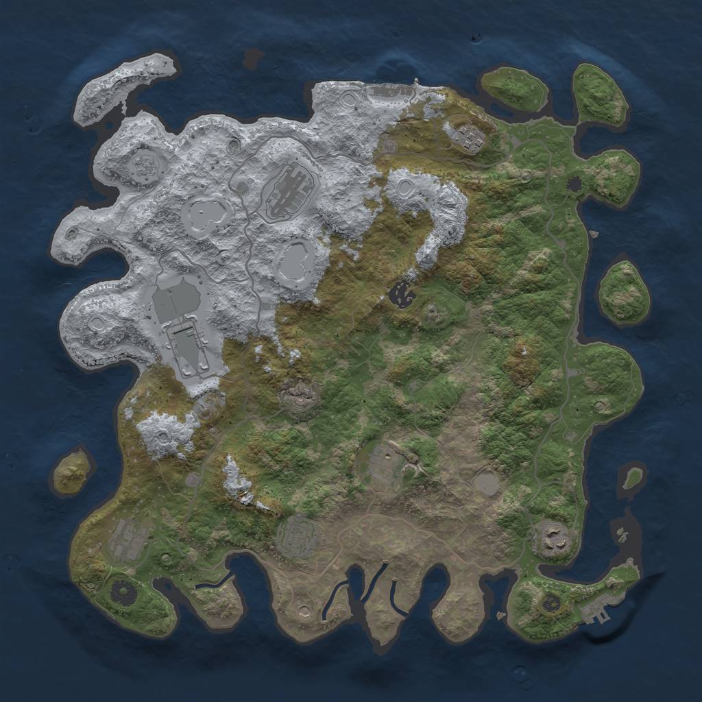 Rust Map: Procedural Map, Size: 4000, Seed: 456460, 15 Monuments
