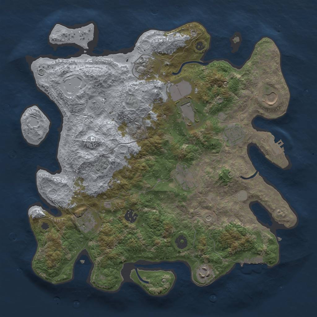 Rust Map: Procedural Map, Size: 3700, Seed: 1816449021, 16 Monuments