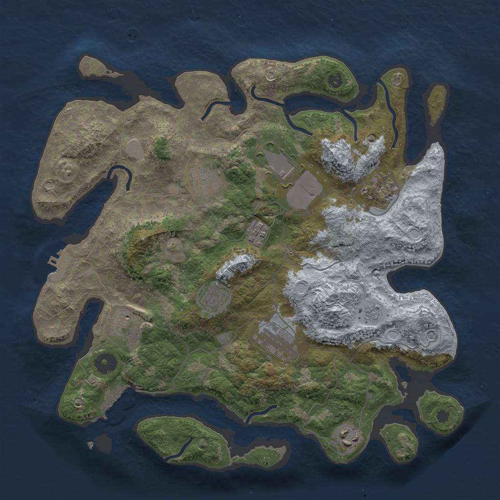 Rust Map: Procedural Map, Size: 3500, Seed: 1703838358, 15 Monuments