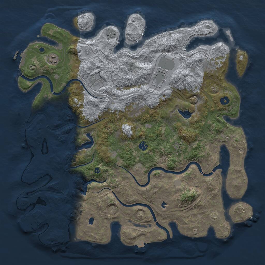Rust Map: Procedural Map, Size: 4500, Seed: 8292883, 14 Monuments