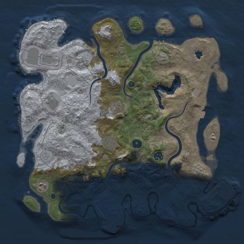 Rust Map: Procedural Map, Size: 4000, Seed: 2103126055, 14 Monuments