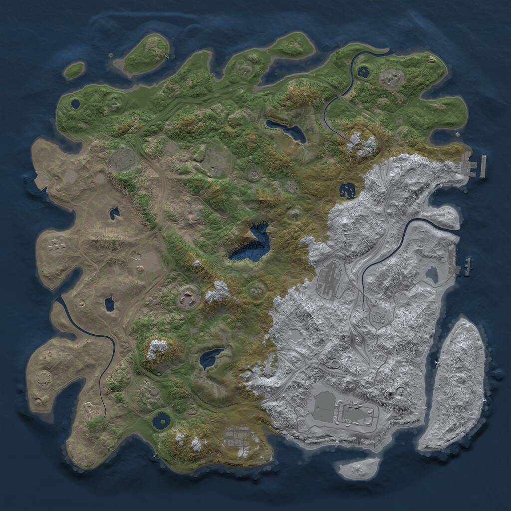 Rust Map: Procedural Map, Size: 4500, Seed: 648262, 16 Monuments