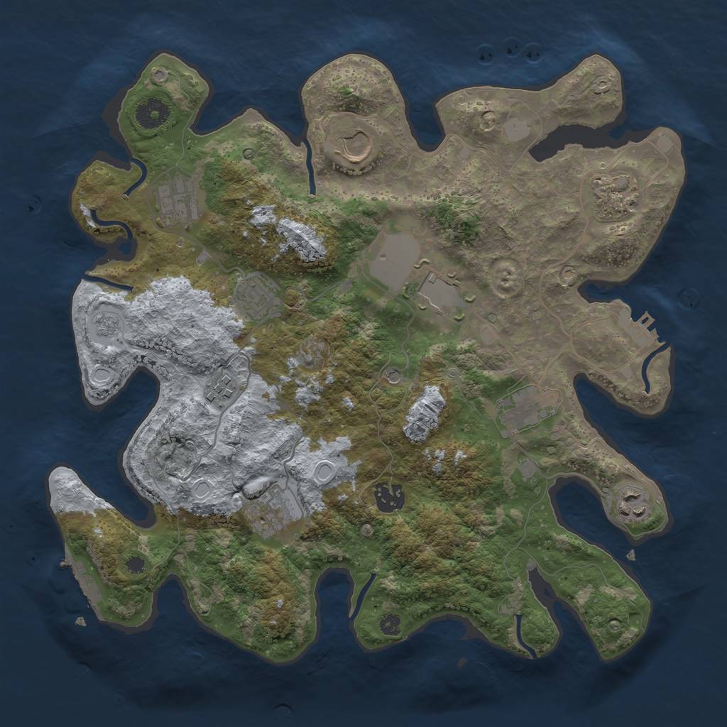 Rust Map: Procedural Map, Size: 3500, Seed: 1469987369, 17 Monuments