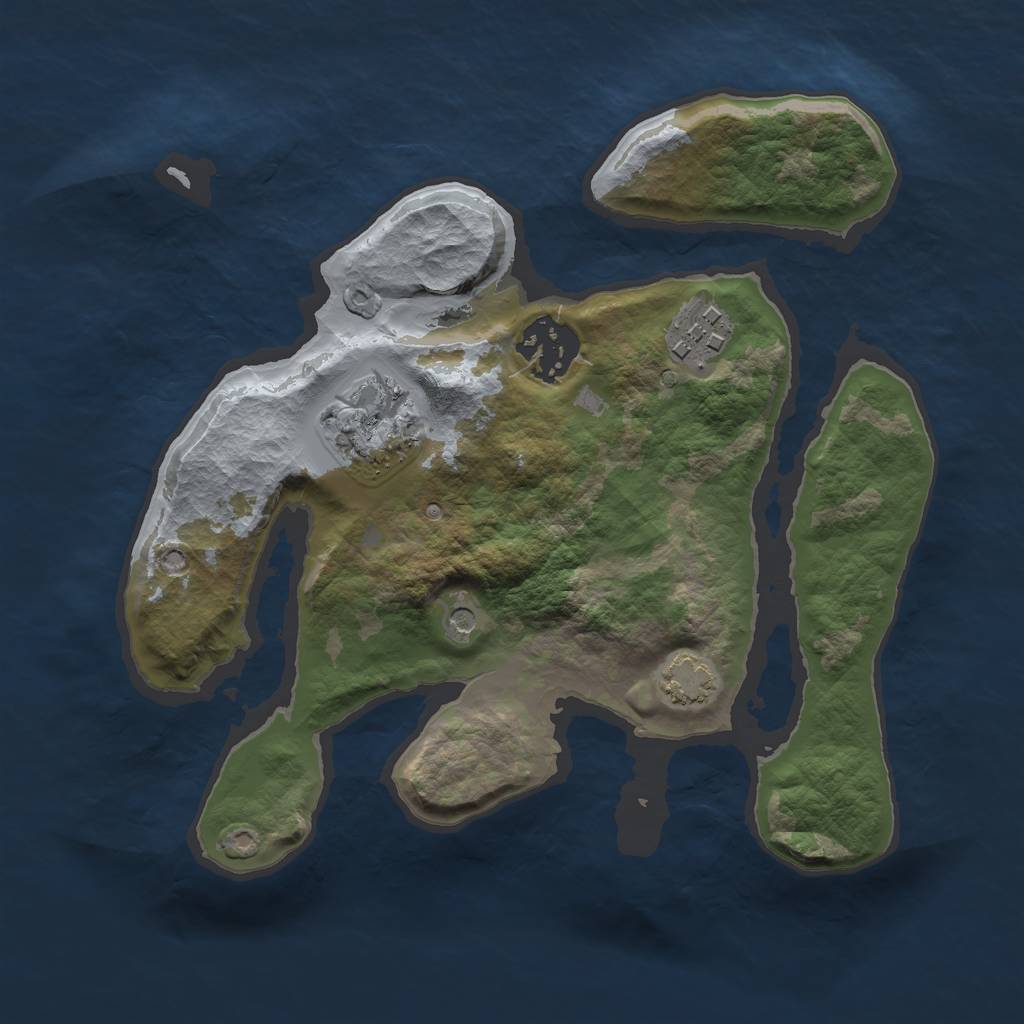 Rust Map: Barren, Size: 2500, Seed: 391, 7 Monuments