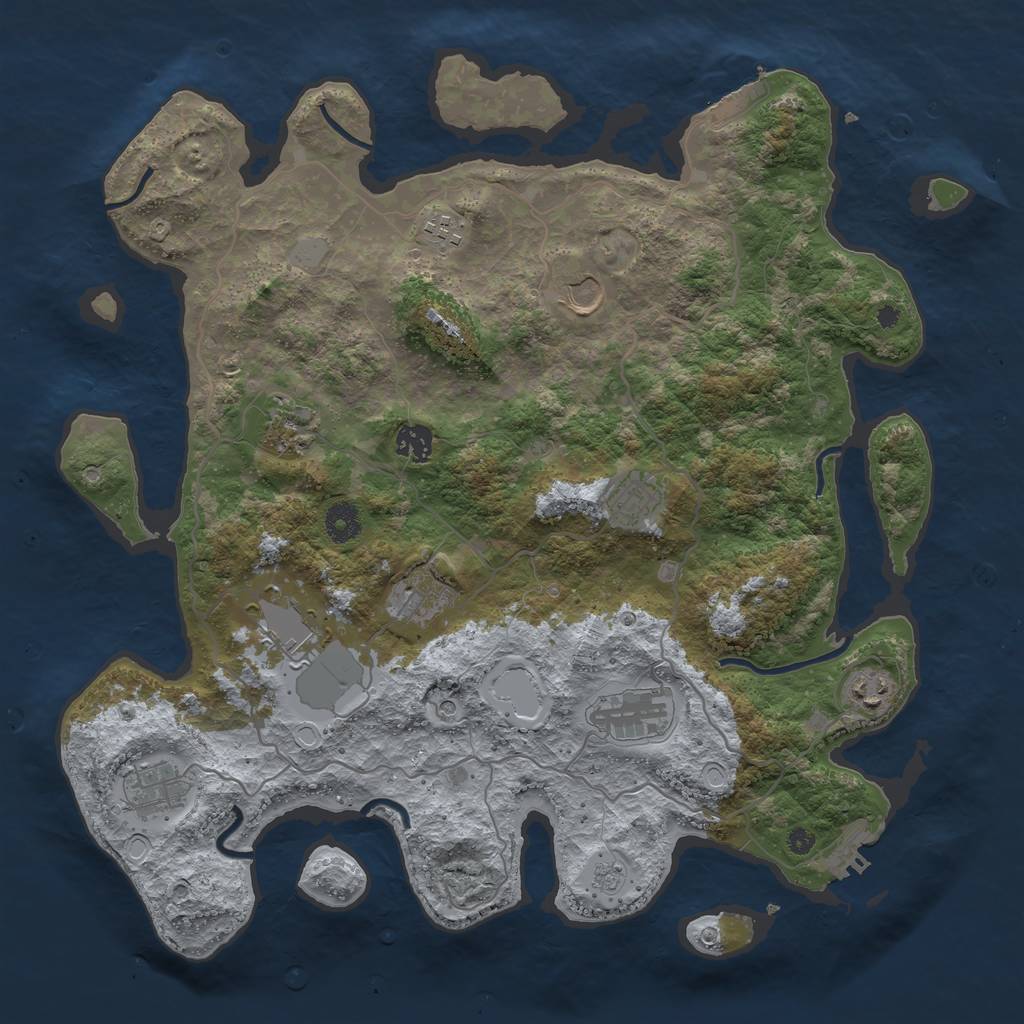 Rust Map: Procedural Map, Size: 4000, Seed: 3498366, 17 Monuments
