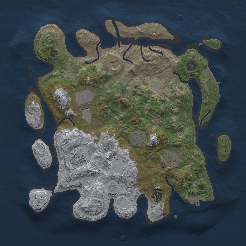 Rust Map: Procedural Map, Size: 3500, Seed: 348828678, 14 Monuments