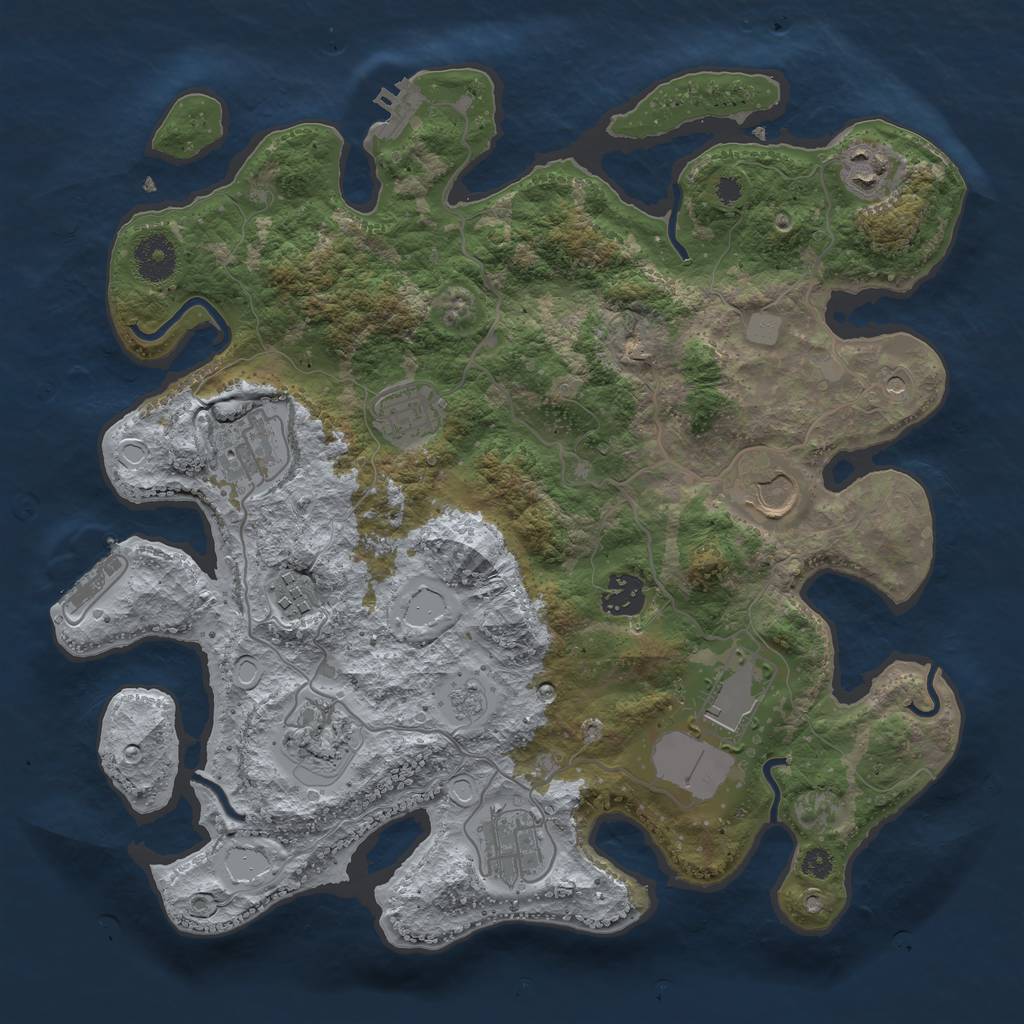 Rust Map: Procedural Map, Size: 3500, Seed: 1617275392, 16 Monuments