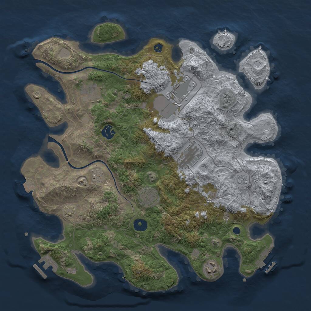 Rust Map: Procedural Map, Size: 3500, Seed: 1728315141, 13 Monuments