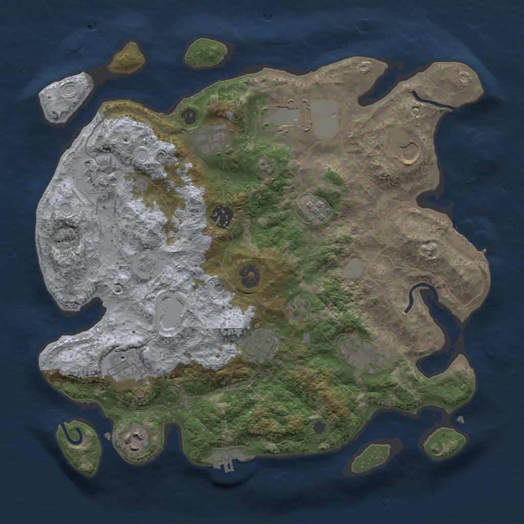 Rust Map: Procedural Map, Size: 3500, Seed: 1616705691, 17 Monuments