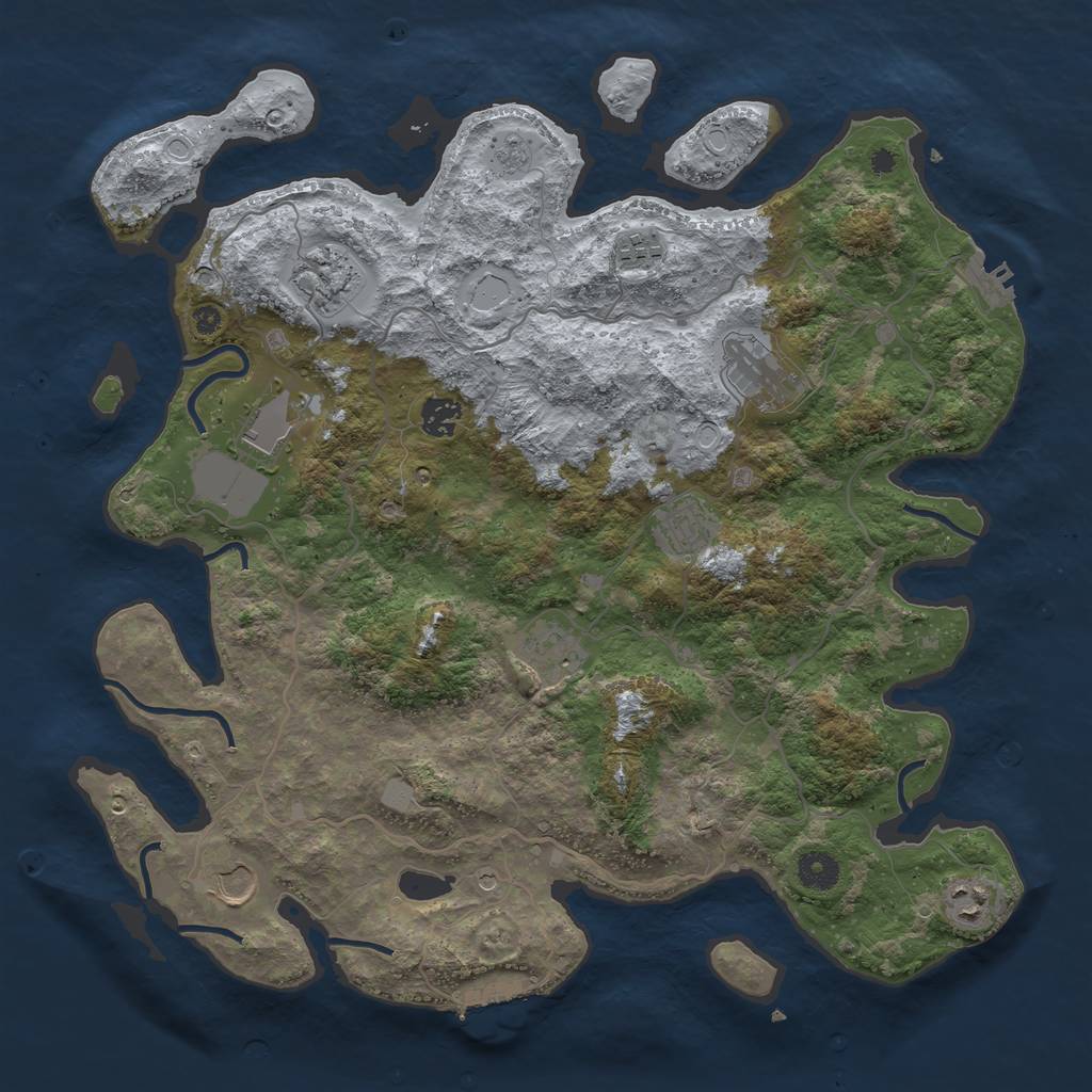 Rust Map: Procedural Map, Size: 4000, Seed: 1025998382, 16 Monuments