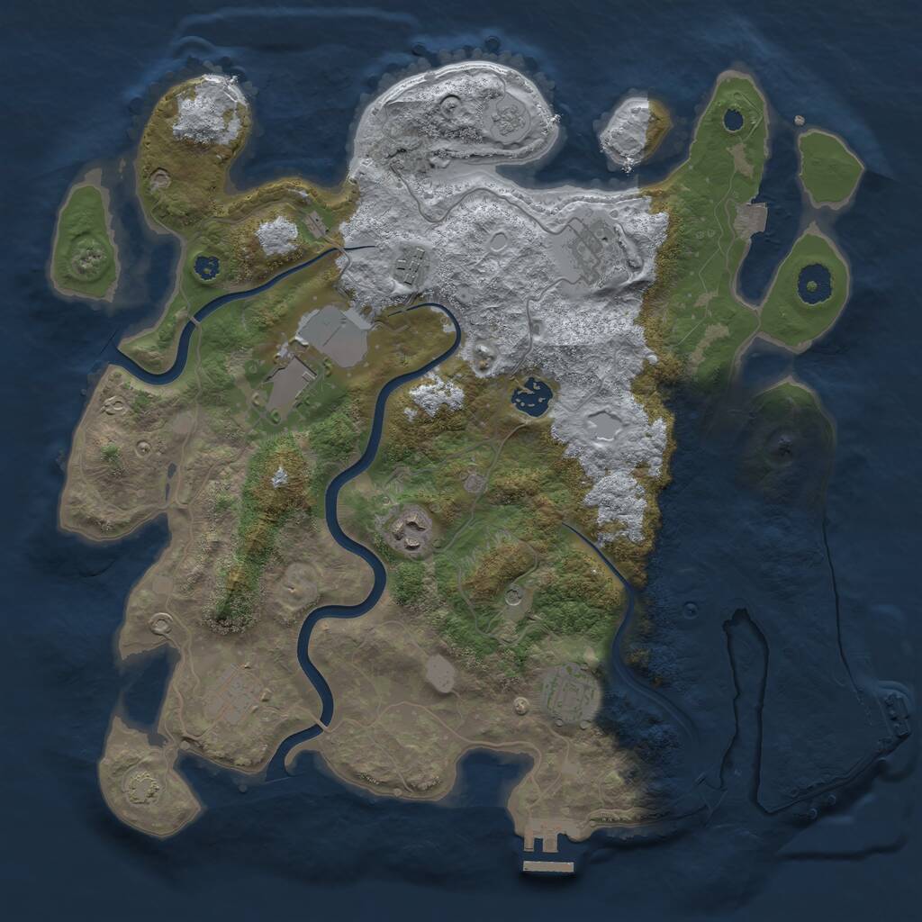 Rust Map: Procedural Map, Size: 3700, Seed: 115229909, 13 Monuments