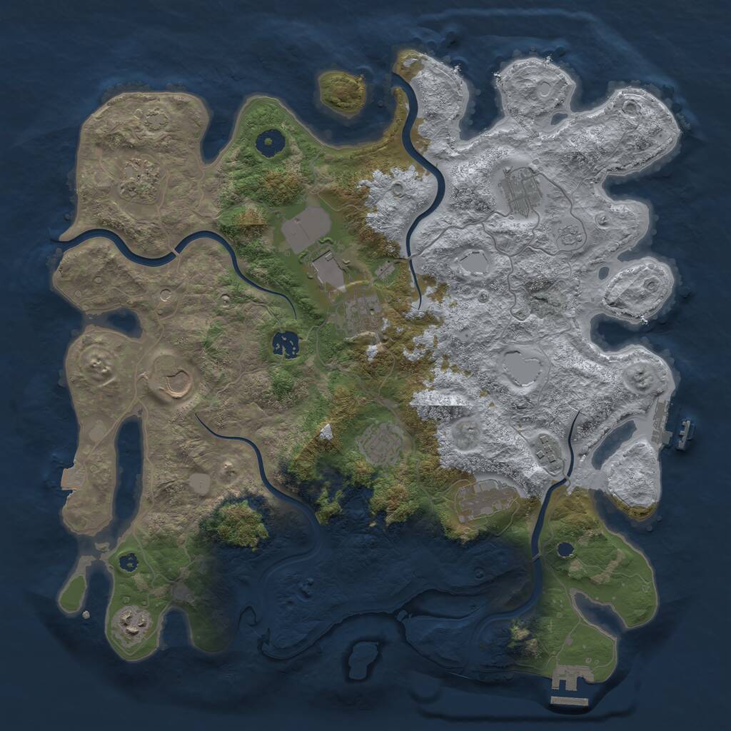 Rust Map: Procedural Map, Size: 3950, Seed: 1427295090, 16 Monuments