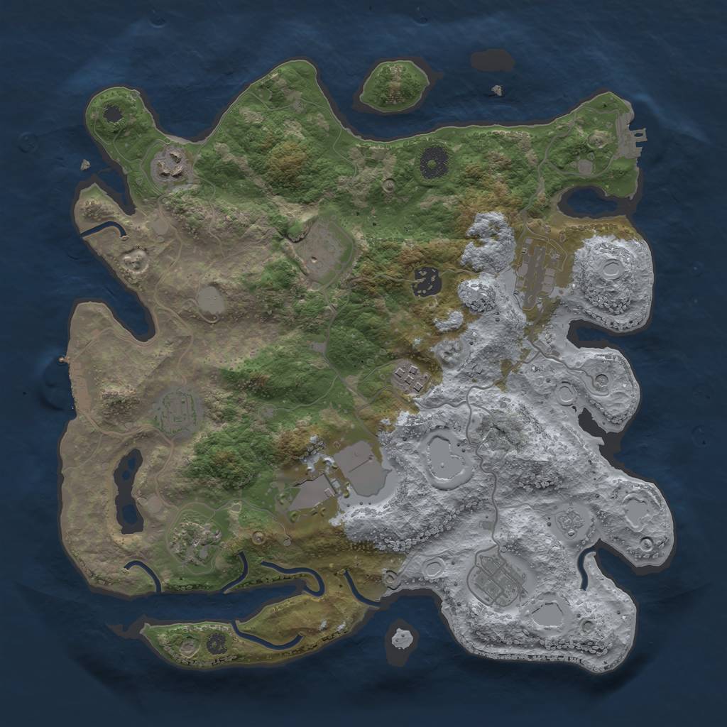 Rust Map: Procedural Map, Size: 3500, Seed: 1430054045, 16 Monuments