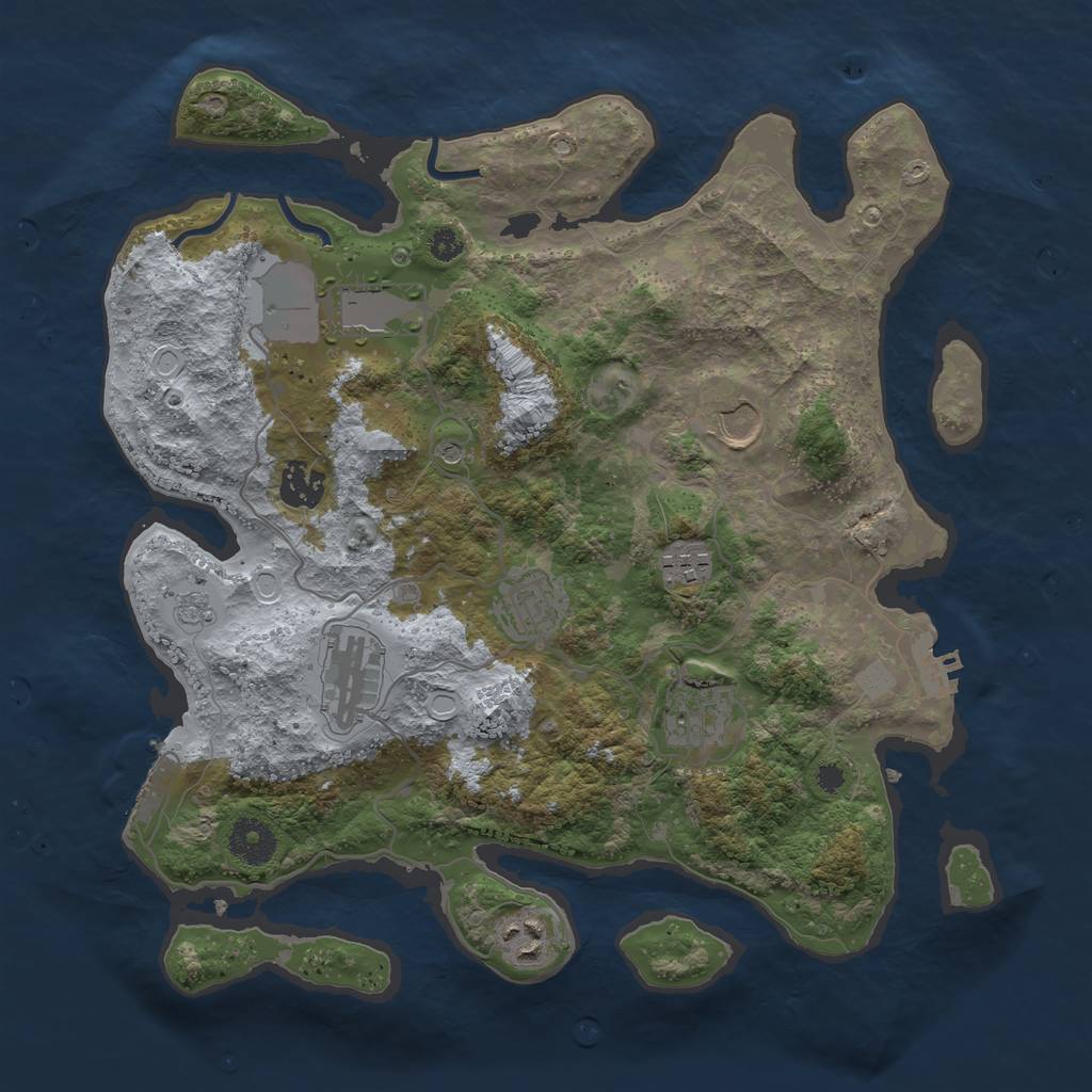 Rust Map: Procedural Map, Size: 3500, Seed: 51404420, 15 Monuments